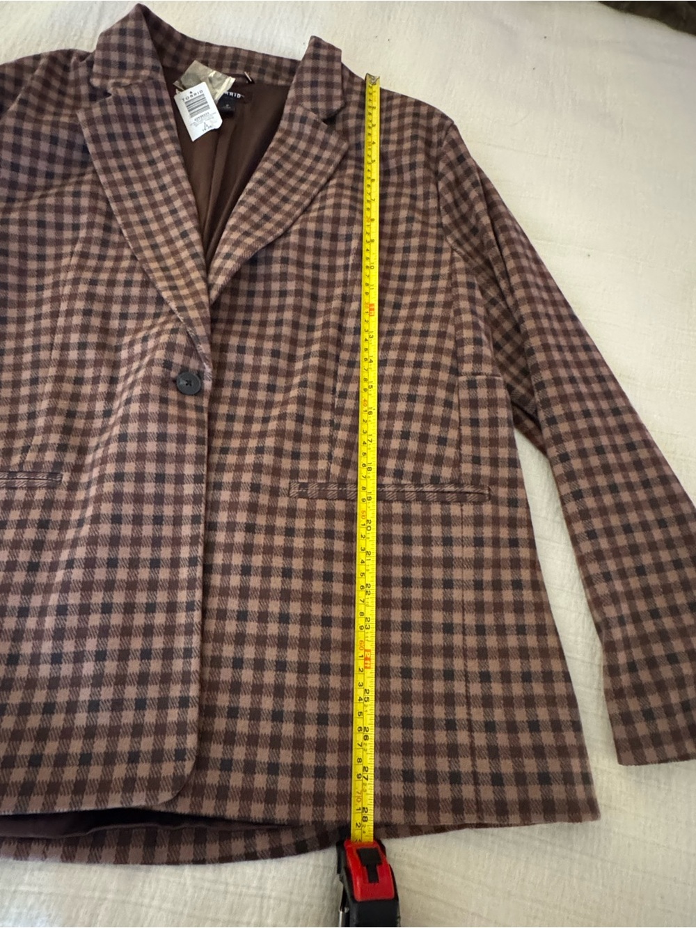 Torrid Brown Gingham Menswear Blazer Size 2 2X NWT Plaid Jacket - Picture 8 of 10